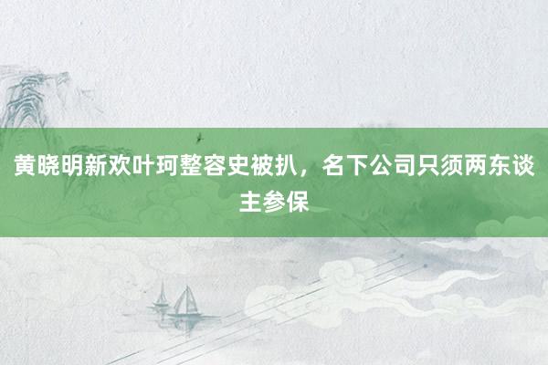 黄晓明新欢叶珂整容史被扒，名下公司只须两东谈主参保